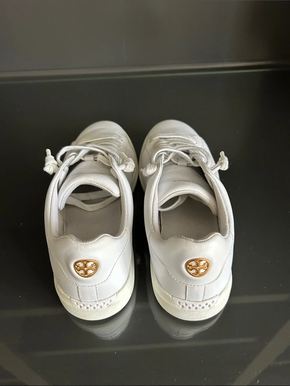 Tory Burch White Leather Low-Top Lace-Up Sneakers